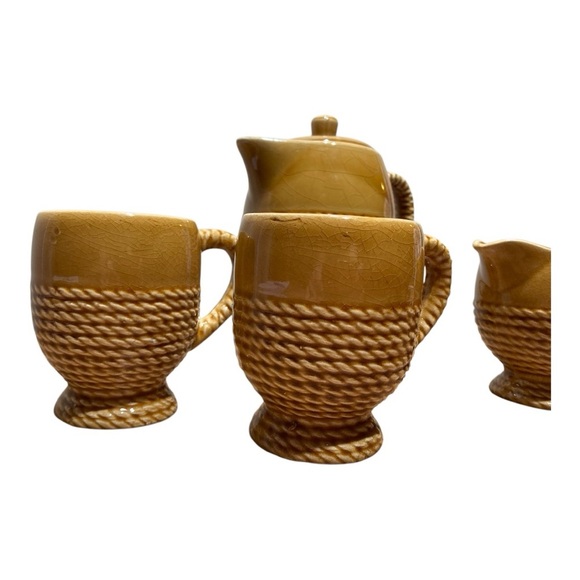 Vintage Mid Century Ceramic Rope Designed Tea Service - Picture 3 of 6